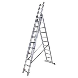 RS Scara tripla aluminiu BISONTE STR311 3 x 11 trepte inaltime maxima 7.5 m