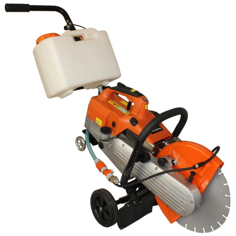Masina debitat BISONTE ECF350 &#038; Trolly 4cp disc Ø350mm+carucior cu roti/rezervor apa/cutie transport