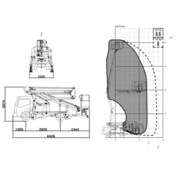 Nacela cu brat telescopic dublu articulat montata pe autosasiu COMET Euro Sky 21/2/9 HQ-H+H H 21m L 9m 260KG