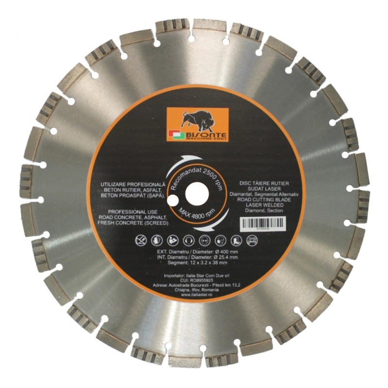 Disc Bisonte diamantat segmentat alternativ, beton rutier, asfalt si beton proaspat (sapa), Ø 500mm