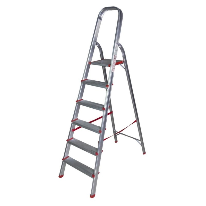 RS Scara aluminiu BISONTE STR0106 6 trepte, inaltime maxima 1,70 m pentru interior