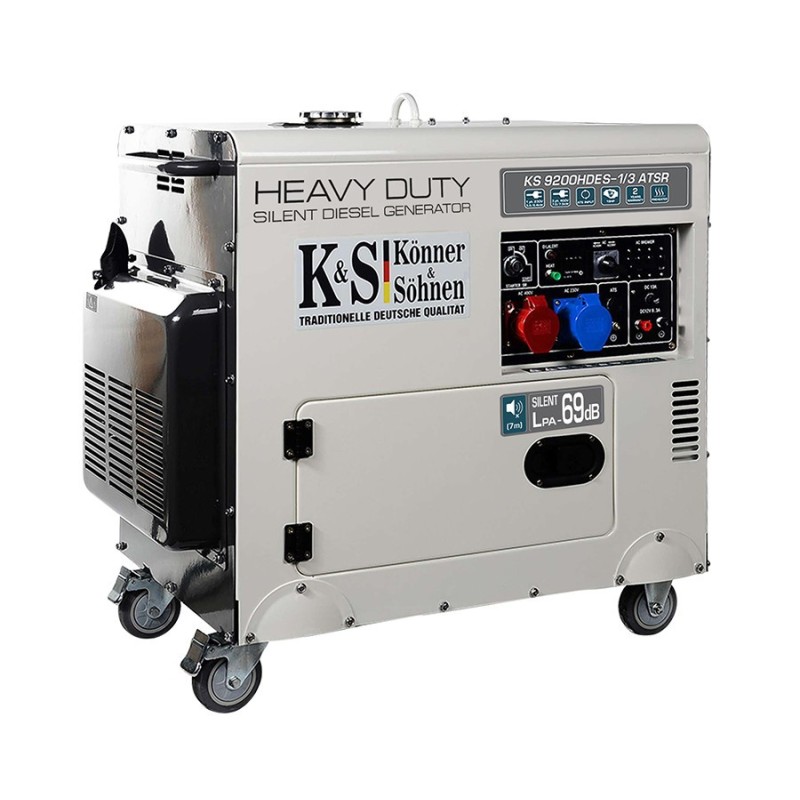 Generator de curent 7.5 kW diesel - Heavy Duty - insonorizat - Konner & Sohnen - KS-9200DE-1/3-HD-ATSR-Silent
