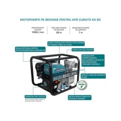 Motopompa apa curata 3" - 1000 l / min - Konner & Sohnen - KS-80