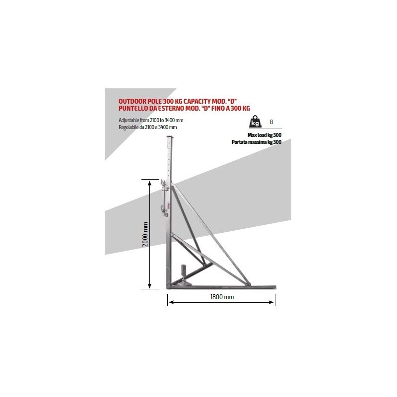 Trepied pt. fixare in exterior - inaltime reglabila 2100-3400 mm pt. Electropalane IORI-MOD-D
