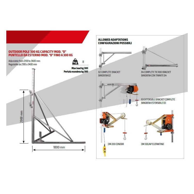 Trepied pt. fixare in exterior - inaltime reglabila 2100-3400 mm pt. Electropalane IORI-MOD-D