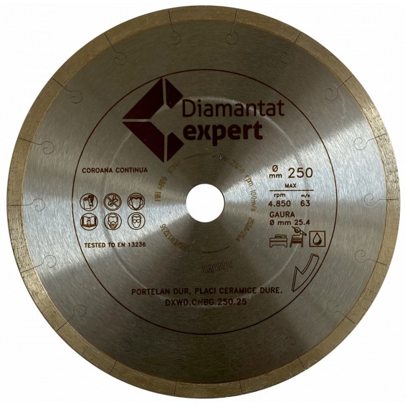 Disc DiamantatExpert pt. Portelan dur, ceramica dura - Ultra Long Life 250x25.4 (mm) Ultra Premium - DXWD.QNBG.250.25 Disc DiamantatExpert pt. Portelan dur, ceramica dura - Ultra Long Life 250x25.4 (mm) Ultra Premium - DXWD.QNBG.250.25