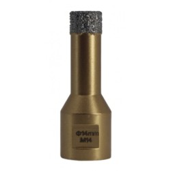 Carota diamantata pt. gresie portelanata & piatra - diam. 14mm -cu ceara- Premium - DXDY.GOLDrill.14