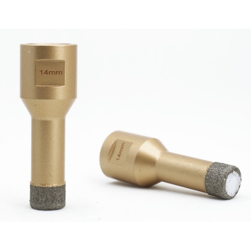 Carota diamantata pt. gresie portelanata & piatra - diam. 14mm -cu ceara- Premium - DXDY.GOLDrill.14
