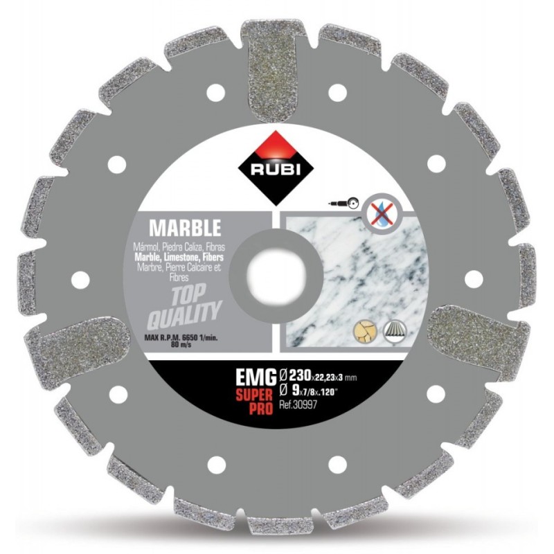 Disc diamantat galvanizat pt. marmura 230mm, EMG 230 SuperPro - RUBI-30997