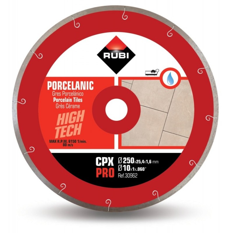 Disc diamantat pt. gresie portelanata 250mm, CPX 250 Pro - RUBI-30962