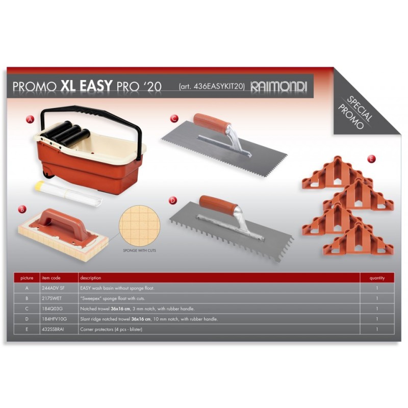 Kit Galeata Easy cu burete Sweepex si accesorii pt. curatat rosturi - Raimondi-436EASYKIT20
