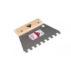 Spatula dintata cu maner din lemn 18cm, 10x10mm - RUBI-71926