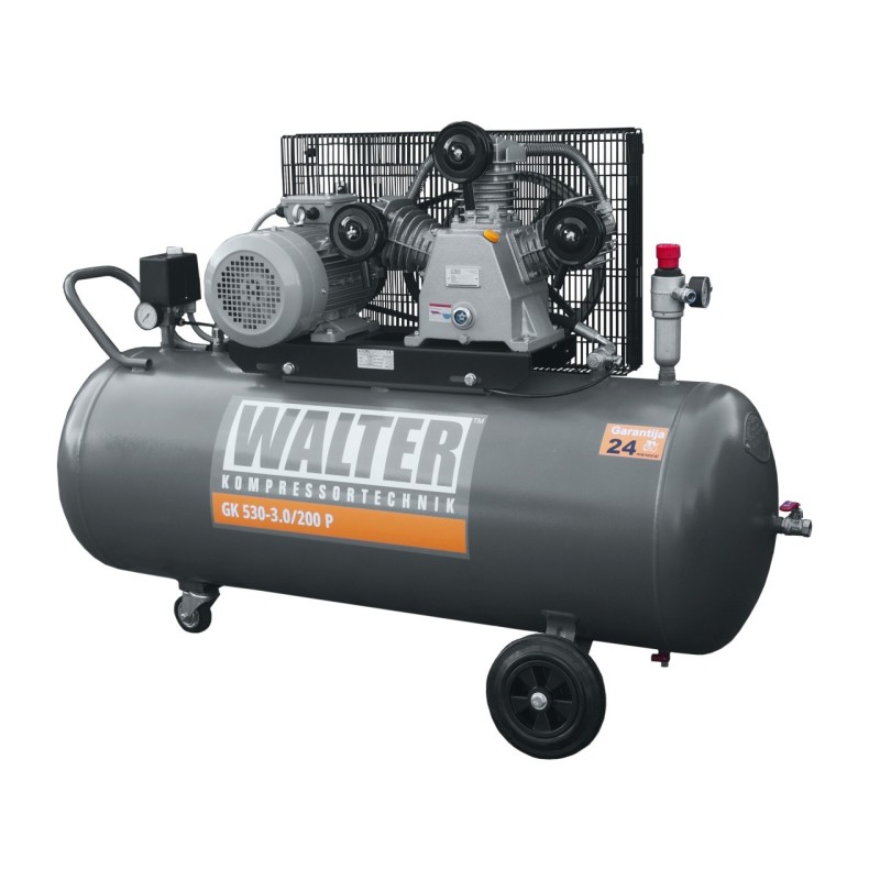 Compresor de aer profesional cu piston - 3kW, 530 L/min, 10 bari - Rezervor 200 Litri - WLT-PROG-530-3.0/200