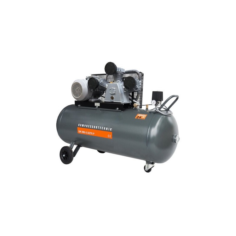 Compresor de aer profesional cu piston - 5.5kW, 880 L/min, 10 bari - Rezervor 270 Litri - WLT-PROG-880-5.5/270