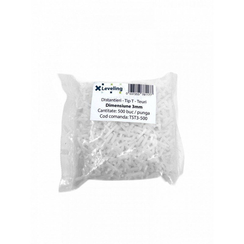 Distantiere tip T ( Teuri ) pt. placi - gresie si faianta - Rost 3 mm - 500 buc - XLEV-TST3-500