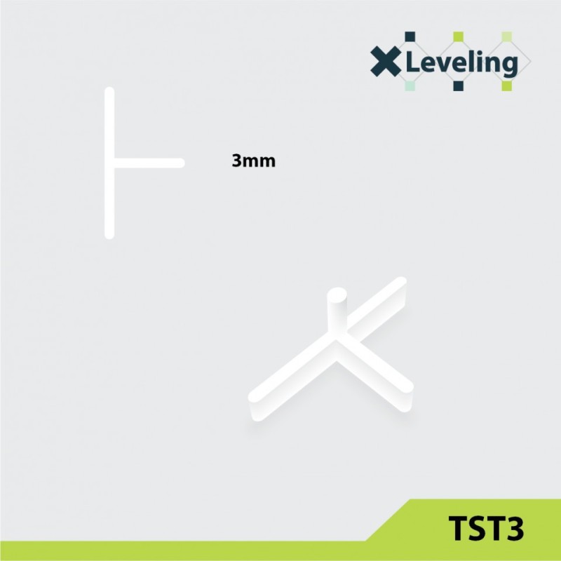 Distantiere tip T ( Teuri ) pt. placi - gresie si faianta - Rost 3 mm - 500 buc - XLEV-TST3-500
