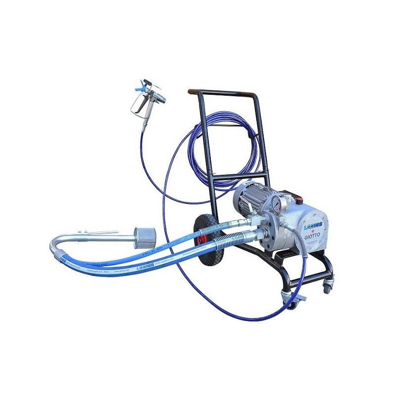 Pompa de vopsit / zugravit AIRLESS Industriala cu Carucior - Complet Echipata - 8L/min, furtun 1/4" - Larius Giotto Pompa de vopsit / zugravit AIRLESS Industriala cu Carucior - Complet Echipata - 8L/min, furtun 1/4" - Larius Giotto
