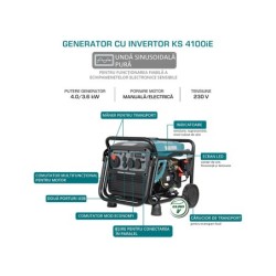Generator de curent 4 kW inverter - benzina - Konner & Sohnen - KS-4100iE