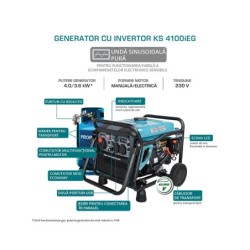 Generator de curent 4 kW inverter - HIBRID (GPL + Benzina) - Konner & Sohnen - KS-4100iEG