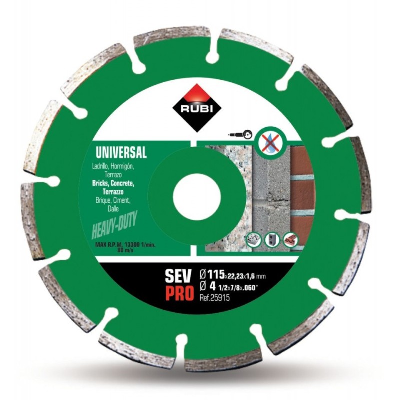 Disc diamantat pt. beton si caramida 115mm, SEV 115 Pro - RUBI-25915 Disc diamantat pt. beton si caramida 115mm, SEV 115 Pro - RUBI-25915