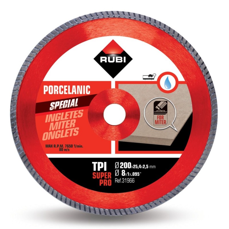 Disc diamantat pt. gresie portelanata, taieri oblice 200mm, TPI 200 SuperPro - RUBI-31966 Disc diamantat pt. gresie portelanata, taieri oblice 200mm, TPI 200 SuperPro - RUBI-31966