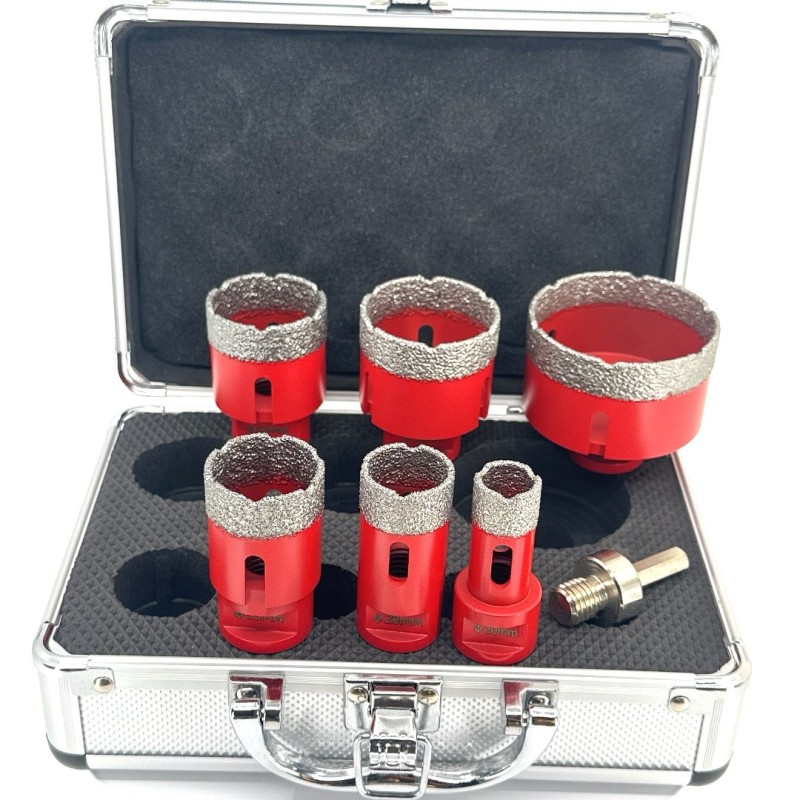 Set carote diamantate pt. gresie portelanata & piatra - diam. 20, 28, 35, 43, 50, 68mm Profesional Standard - DXDY.REDrill.BigSe