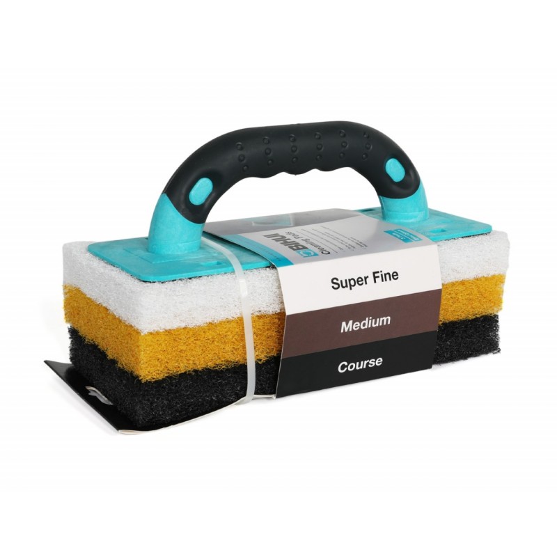 Set Dristi cu Burete / Tampon pentru curatare (1 maner, 3 baze), 250x120mm - BIHUI-CSPK4