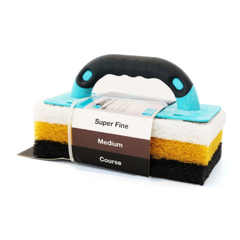 Set Dristi cu Burete / Tampon pentru curatare (1 maner, 3 baze), 250x120mm - BIHUI-CSPK4