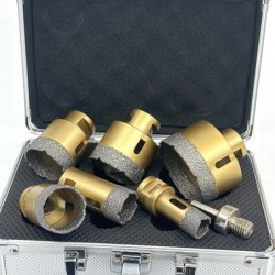 Set carote diamantate pt. gresie portelanata & piatra - diam. 20, 28, 35, 43, 50, 68mm Premium - DXDY.GOLDrill.BigSet