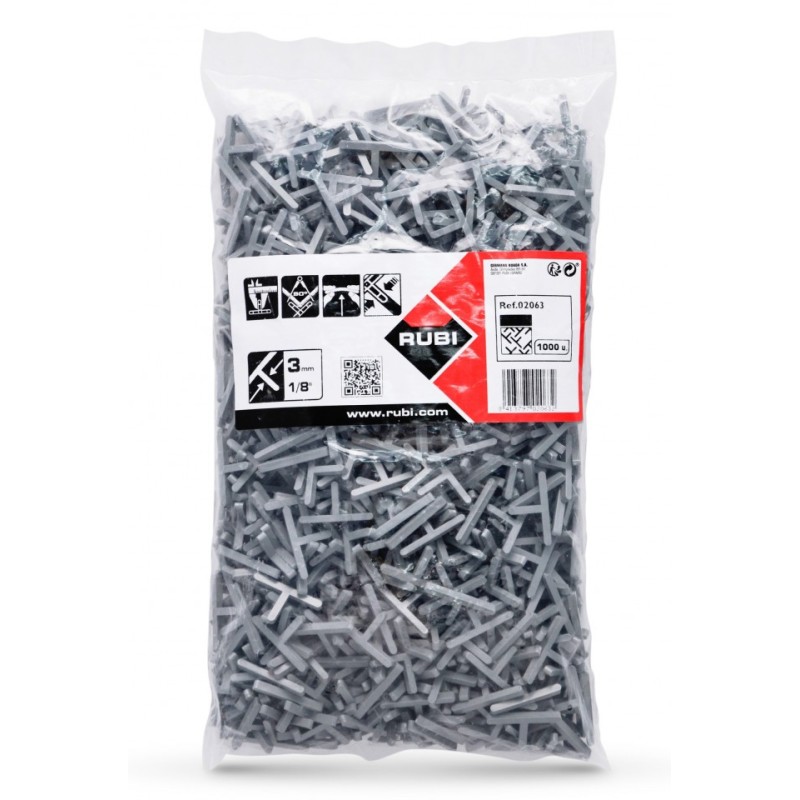 Distantiere tip T ( Teuri ) pt. placi - gresie si faianta - Rost 3 mm - 1000 buc - RUBI-2063