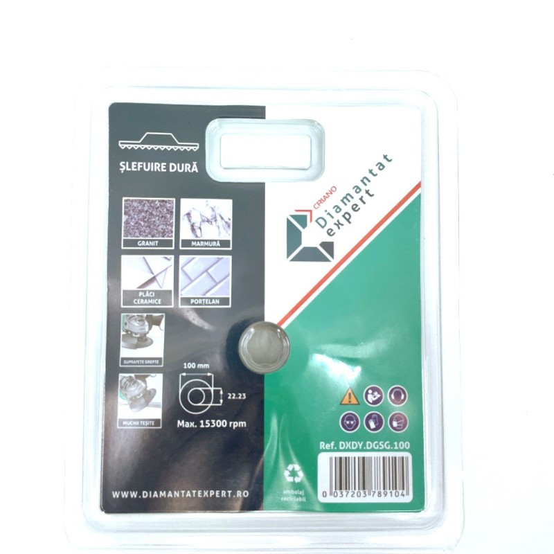Disc DiamantatExpert Galvanizat pentru Slefuit Grosier / Dur in Placi Ceramice, Portelan, Piatra, Metal 100 x 22,23 mm - DXDY.DG