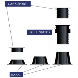 Prelungitor pentru Plot / Piedestal / Suport reglabil pentru gresie / pardoseli inaltate, adauga 225mm la inaltime - XLEV-L-DM