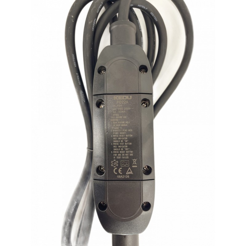 Cablu de alimentare 230V 16A IP66 cu stecher si siguranta PRCD, intrerupator de protectie personala pentru scule KEDU PD22A - CN