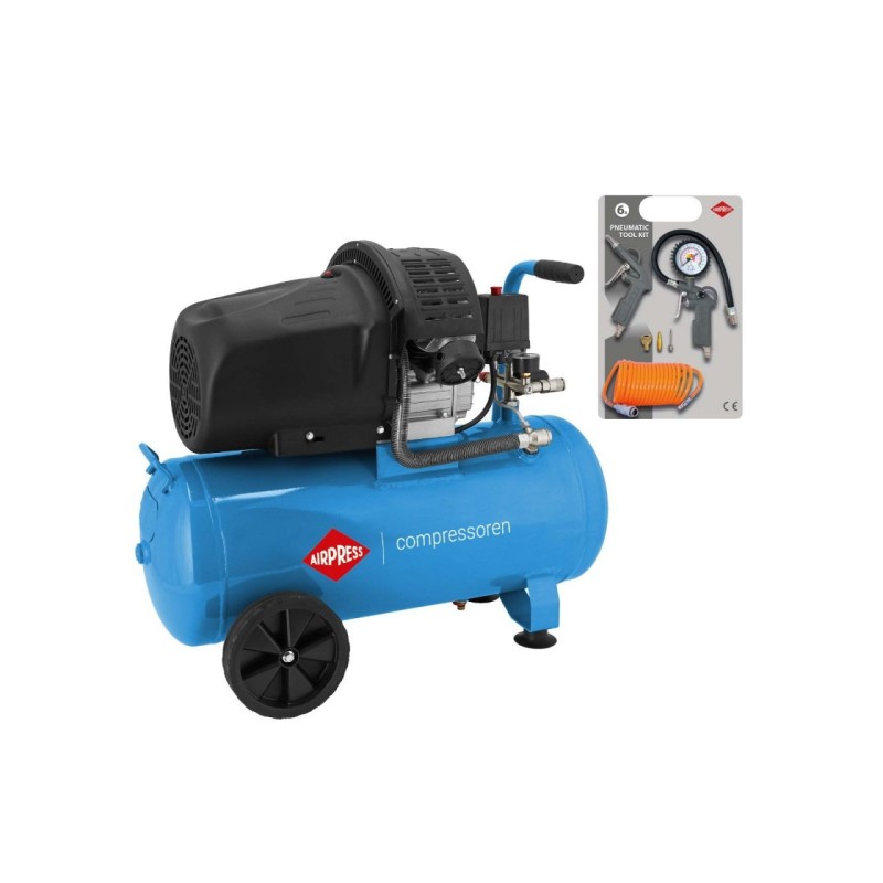 Compresor de aer profesional cu piston (cu accesorii) - Blue Series 2.2kW, 392L/min, 8 bari - Rezervor 50 Litri - AirPress-HL425