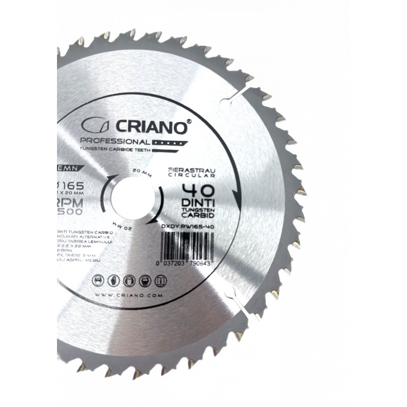 Disc Premium TCT - panza de fierastrau circular pentru taiat lemn, 165x20/16 cu 40 dinti din carbura de tungsten (vidia) - DXDY. Disc Premium TCT - panza de fierastrau circular pentru taiat lemn, 165x20/16 cu 40 dinti din carbura de tungsten (vidia) - DXDY.