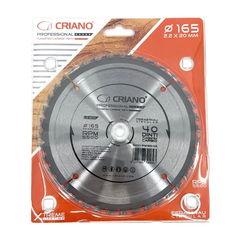Disc Premium TCT - panza de fierastrau circular pentru taiat lemn, 165x20/16 cu 40 dinti din carbura de tungsten (vidia) - DXDY. Disc Premium TCT - panza de fierastrau circular pentru taiat lemn, 165x20/16 cu 40 dinti din carbura de tungsten (vidia) - DXDY.