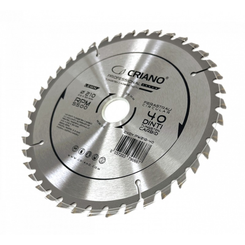 Disc Premium TCT - panza de fierastrau circular pentru taiat lemn, 210x30/25,4/20 cu 40 dinti din carbura de tungsten (vidia) -