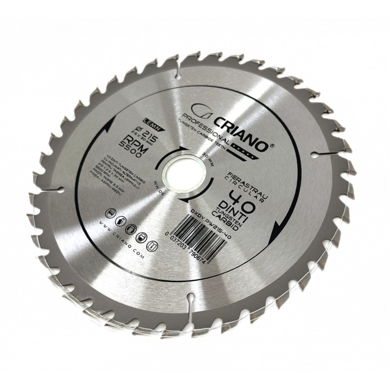 Disc Premium TCT - panza de fierastrau circular pentru taiat lemn, 215x30/25,4/20 cu 40 dinti din carbura de tungsten (vidia) -