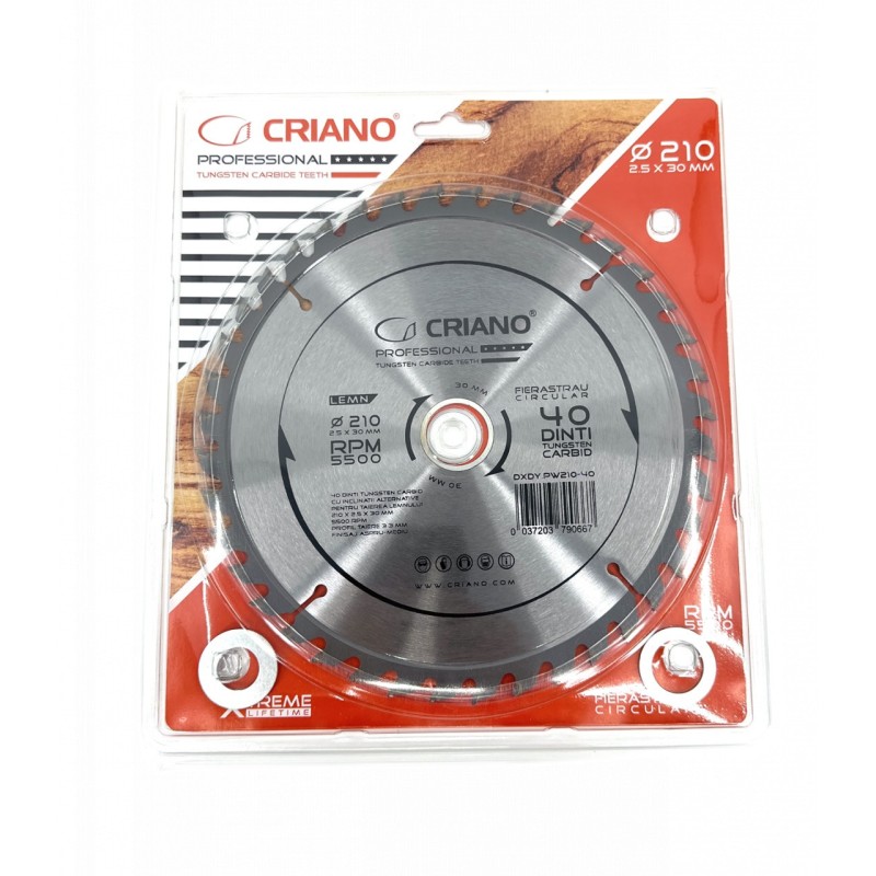 Disc Premium TCT - panza de fierastrau circular pentru taiat lemn, 215x30/25,4/20 cu 40 dinti din carbura de tungsten (vidia) -
