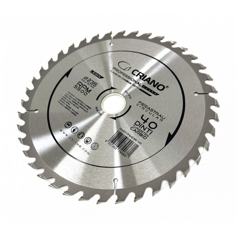 Disc Premium TCT - panza de fierastrau circular pentru taiat lemn, 235x30/25,4/20 cu 40 dinti din carbura de tungsten (vidia) - Disc Premium TCT - panza de fierastrau circular pentru taiat lemn, 235x30/25,4/20 cu 40 dinti din carbura de tungsten (vidia) -