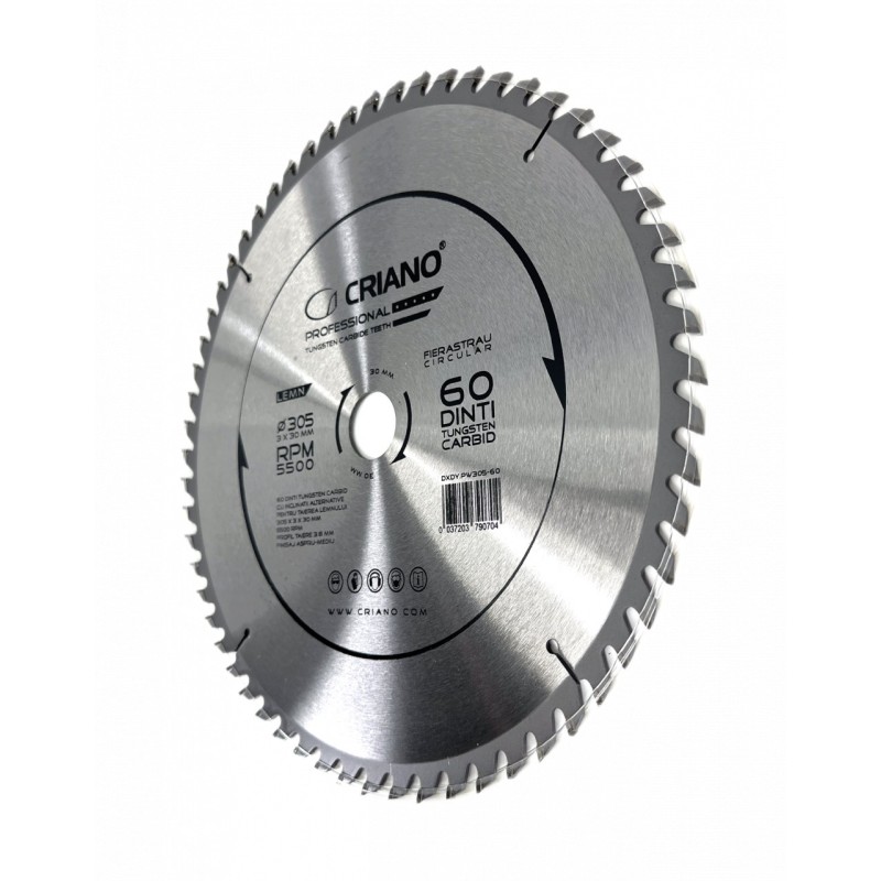 Disc Premium TCT - panza de fierastrau circular pentru taiat lemn, 305x30/25,4/20 cu 60 dinti din carbura de tungsten (vidia) -