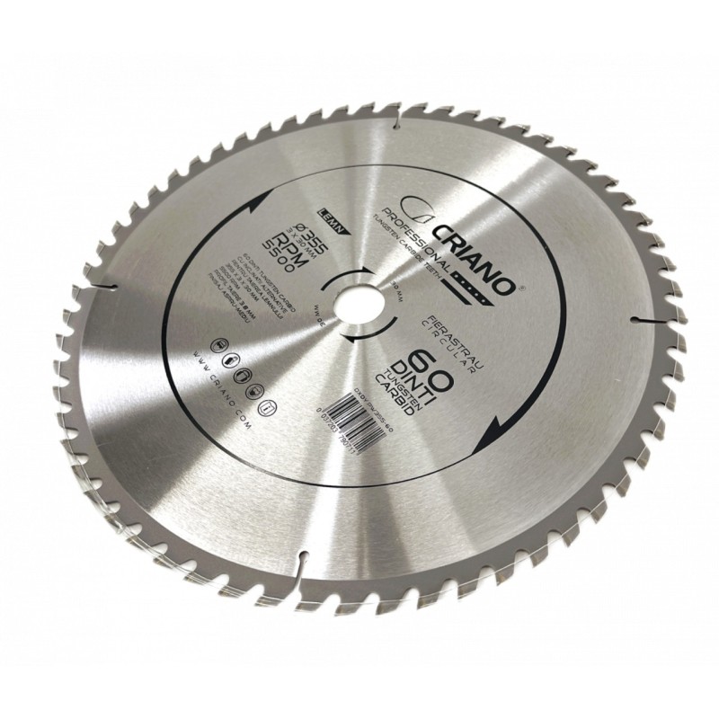 Disc Premium TCT - panza de fierastrau circular pentru taiat lemn, 355x30/25,4/20 cu 60 dinti din carbura de tungsten (vidia) -