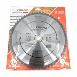 Disc Premium TCT - panza de fierastrau circular pentru taiat lemn, 355x30/25,4/20 cu 60 dinti din carbura de tungsten (vidia) -