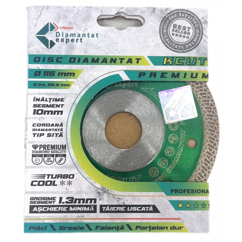 Disc DiamantatExpert KCUT pt. Portelan dur, Placi dure, Ceramica dura, 115x22.2 (mm) Premium - DXDY.KCUT.115