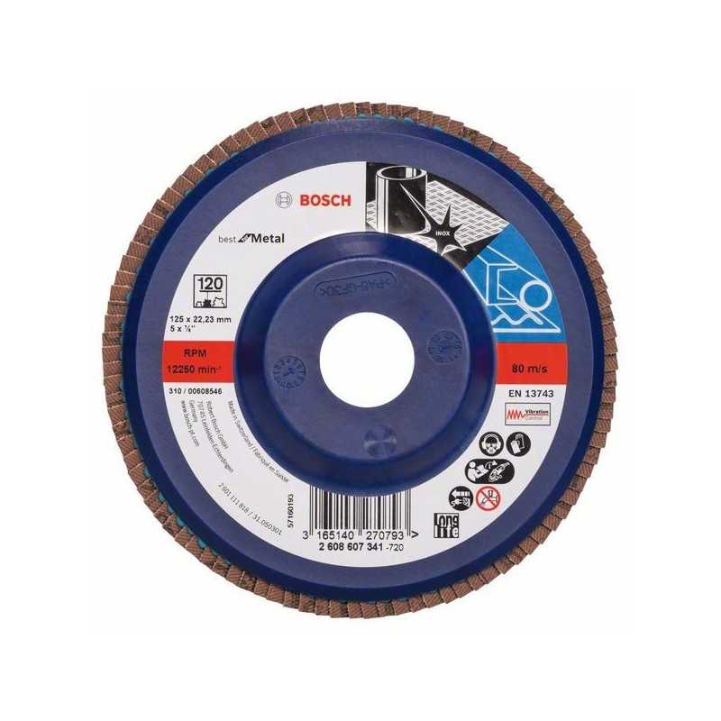 Bosch Disc de slefuire evantai X571, Best for Metal D125mm G120, drept