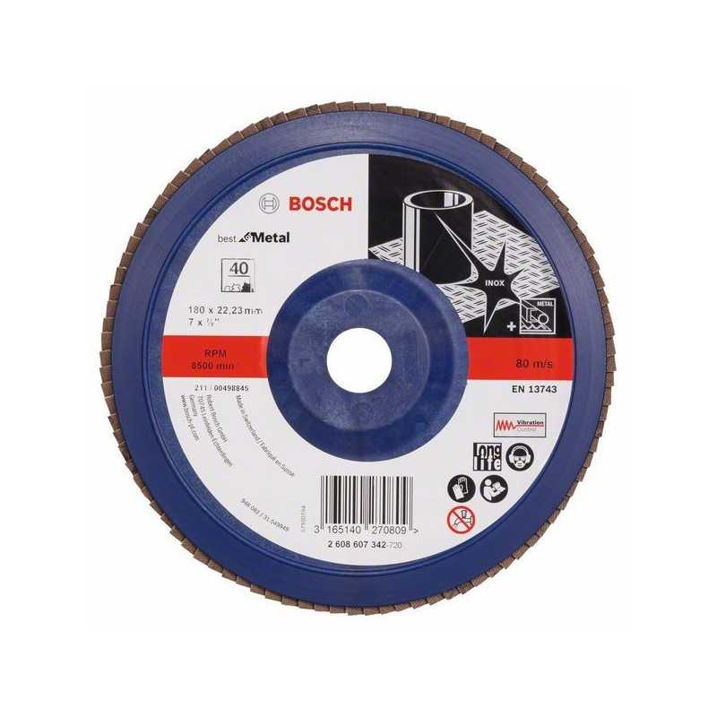 Bosch Disc de slefuire evantai X571, Best for Metal D180mm G40, drept