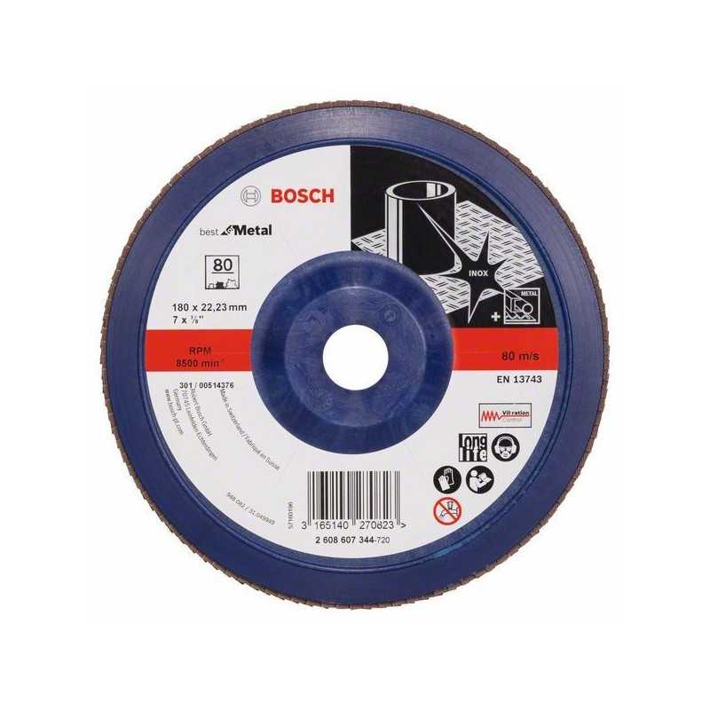 Bosch Disc de slefuire evantai X571, Best for Metal D180mm G80, drept