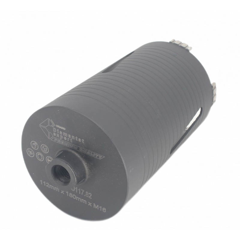 Carota diamantata PREMIUM ø112mm x 180mm x M16 pentru gaurire Beton armat, Zidarie, Granit - DXDY.P0117.112 Carota diamantata PREMIUM ø112mm x 180mm x M16 pentru gaurire Beton armat, Zidarie, Granit - DXDY.P0117.112