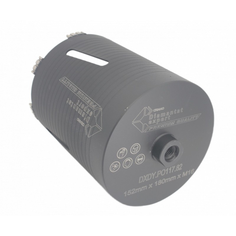 Carota diamantata PREMIUM ø152mm x 180mm x M16 pentru gaurire Beton armat, Zidarie, Granit - DXDY.P0117.152
