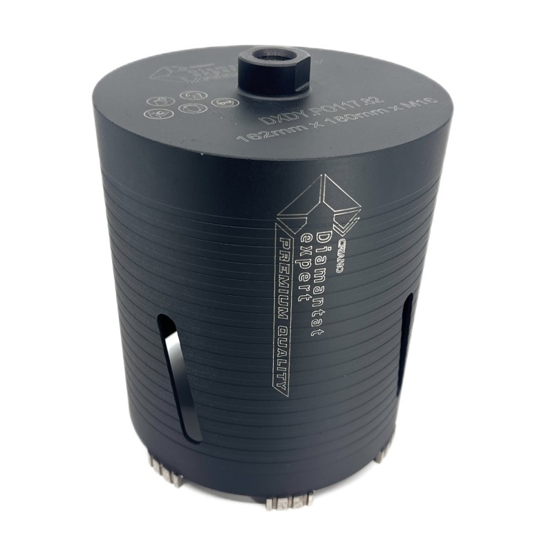 Carota diamantata PREMIUM ø162mm x 180mm x M16 pentru gaurire Beton armat, Zidarie, Granit - DXDY.P0117.162